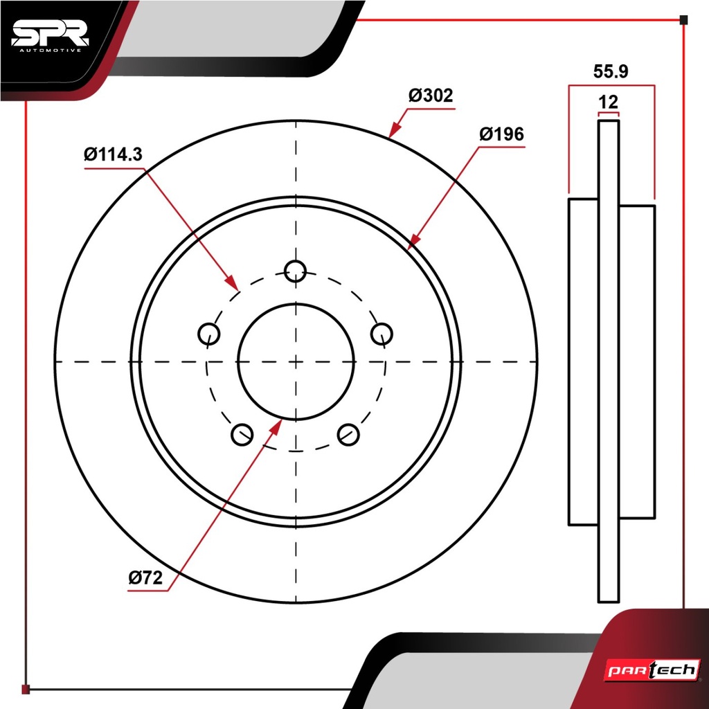 PA-DP-54122 — DISCO TRAS. FORD ESCAPE V6 3.0 GAS 2005-2010 (SOLIDO)