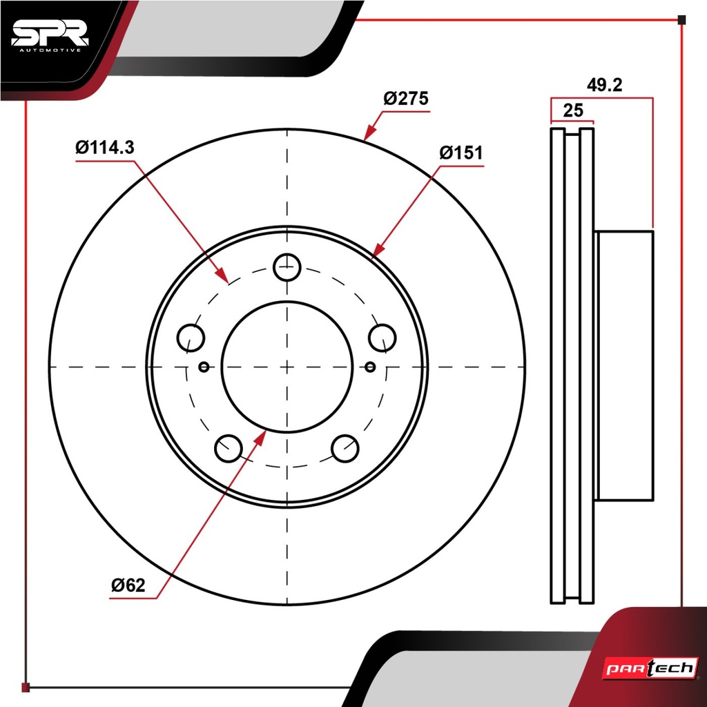 DISCO DEL. TOYOTA RAV4 L4 2.4L GAS 2004-2005 (VENTILADO)