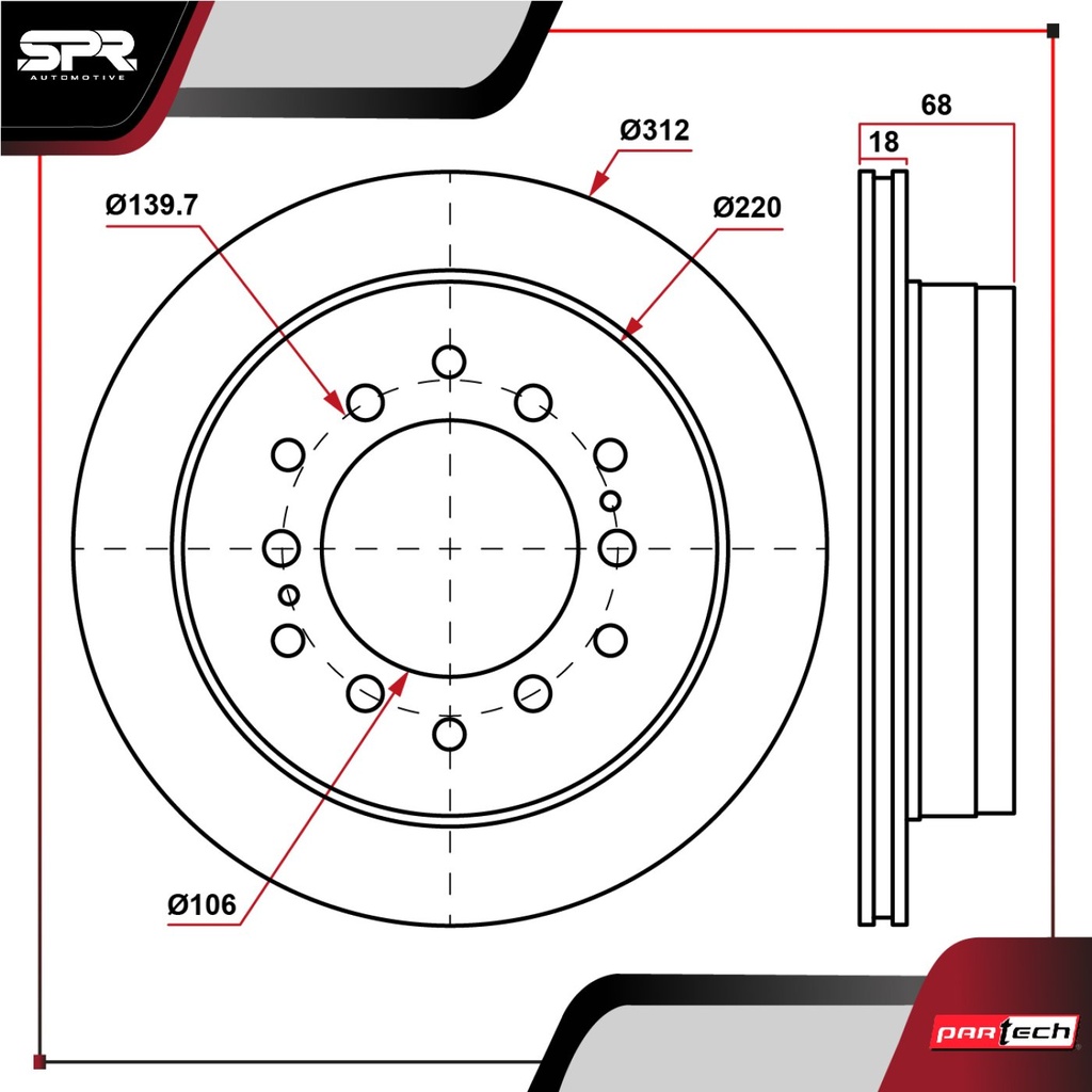 DISCO TRAS. TOYOTA 4RUNNER V6 4.0L GAS 2003-2009 (VENTILADO)