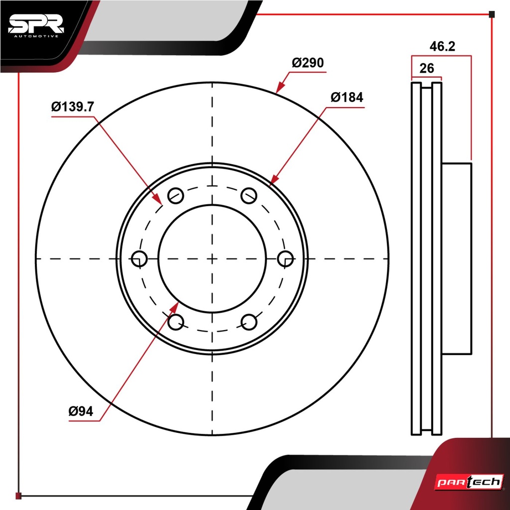 DISCO DEL. MITSUBISHI MONTERO V6 3.8L 2003-2019 (VENTILADO)
