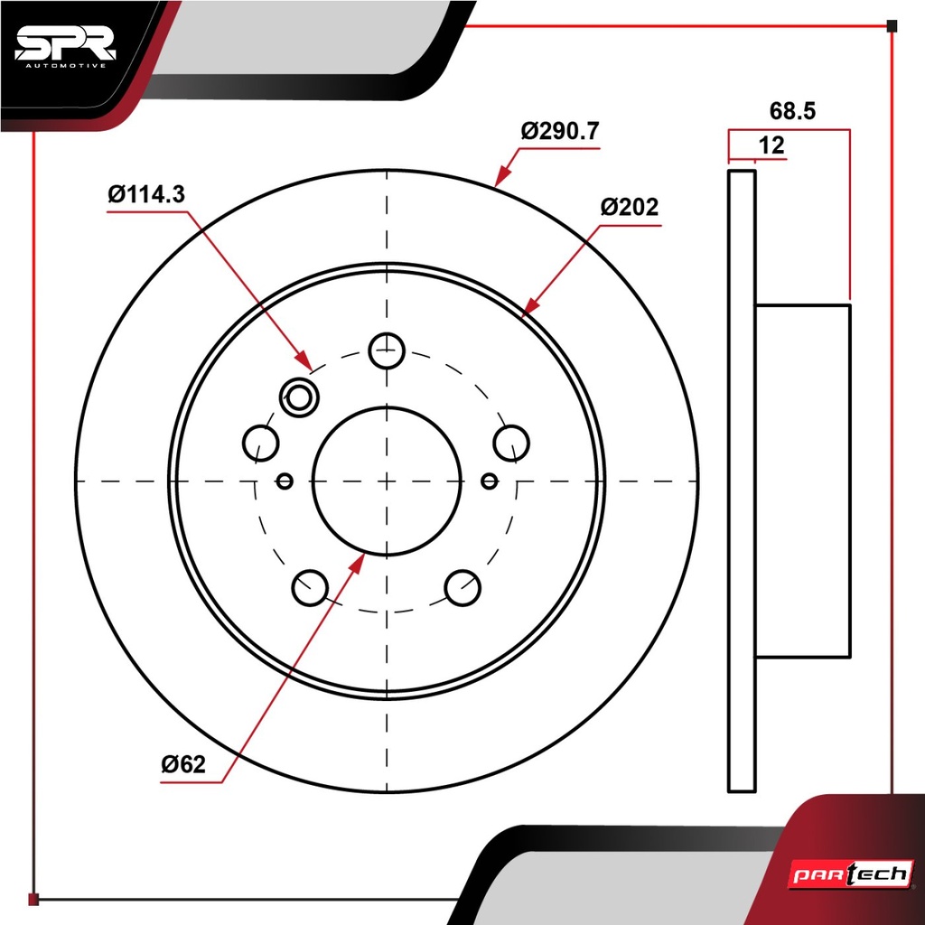 DISCO TRAS. TOYOTA SIENNA V6 3.5L GAS 2007-2010 (SOLIDO)