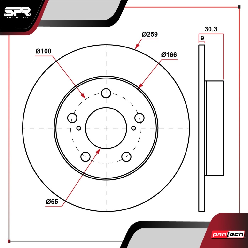 PA-DP-55159 — DISCO TRAS. TOYOTA COROLLA L4 1.8L GAS 2007-2019 (SOLIDO)