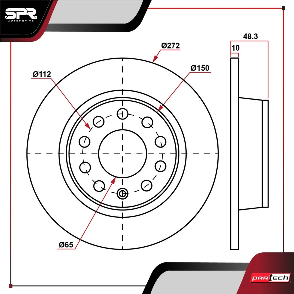 PA-DP-34431 — DISCO TRAS. SEAT ATECA L4 1.4L GAS 2017-2025 (SOLIDO)