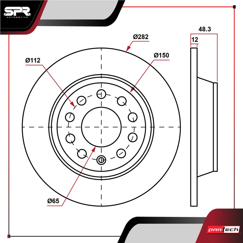 PA-DP-34399 — DISCO TRAS. VOLKSWAGEN BORA L5 2.5L GAS 2006-2010 (SOLIDO)
