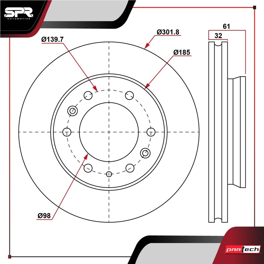 PA-DP-08153 — DISCO DEL. FORD RANGER 2.2L GAS 2016-2022
