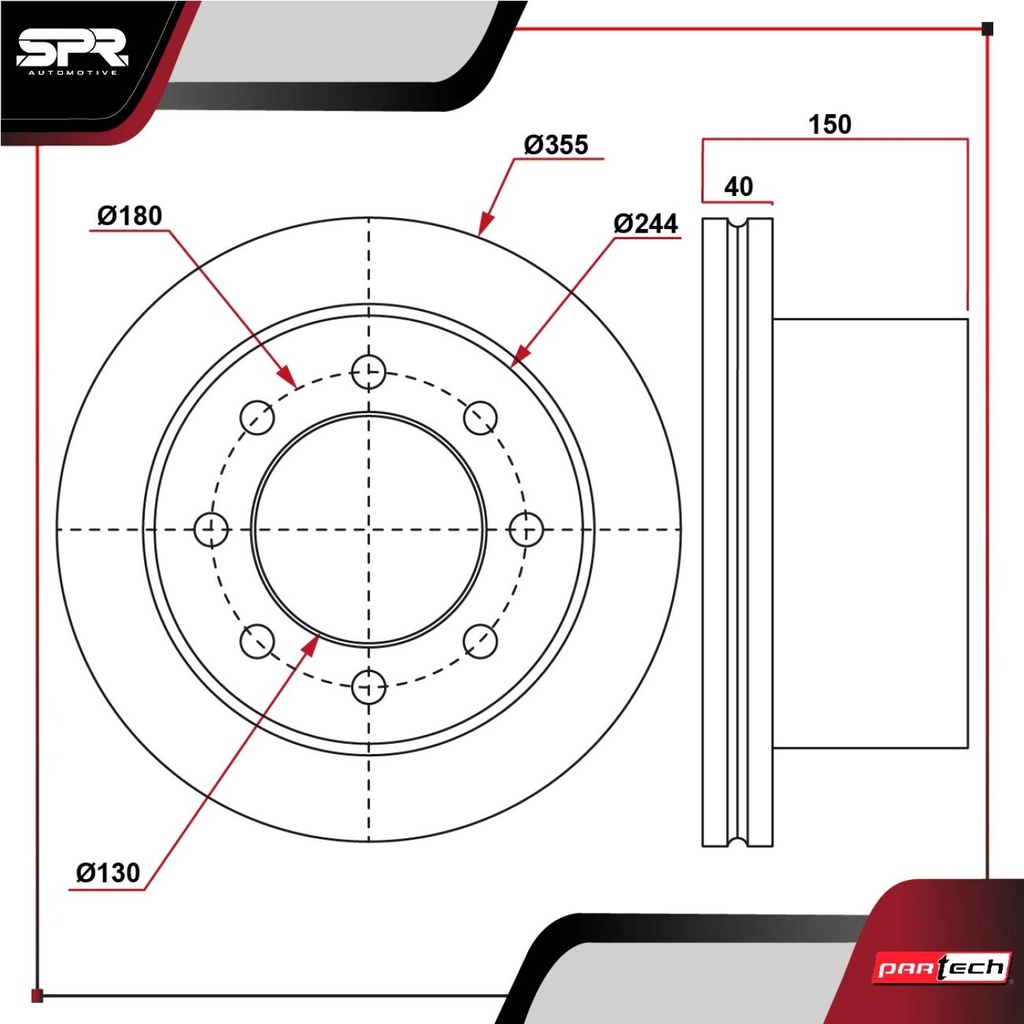 PA-DP-09124 — DISCO TRAS. GMC SIERRA 2500 HD V8 6.6L DIESEL 2011-2020 (VENTILADO)