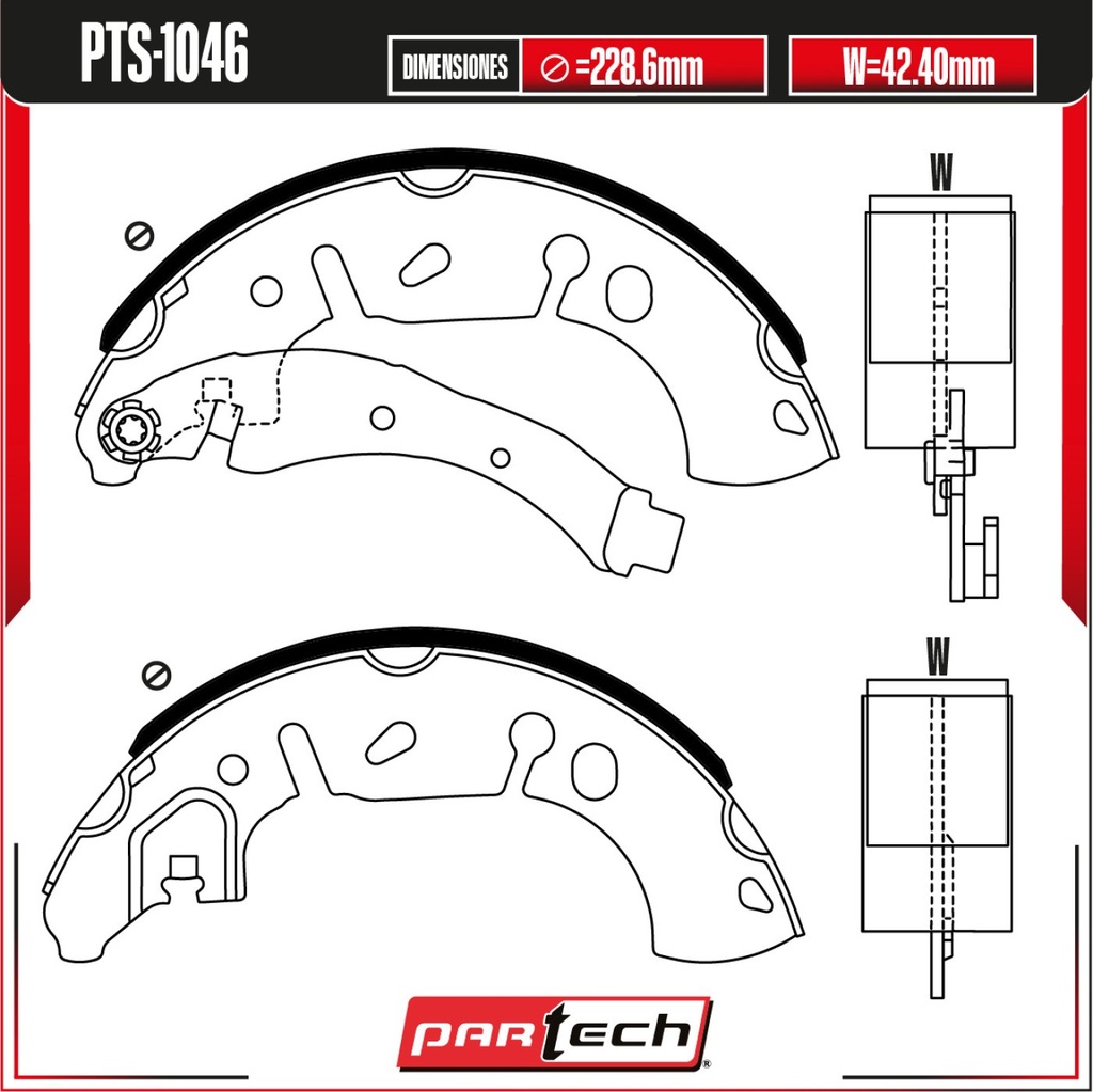 PA-PTS-1046 — Juego de Balatas de Tambor PARTECH