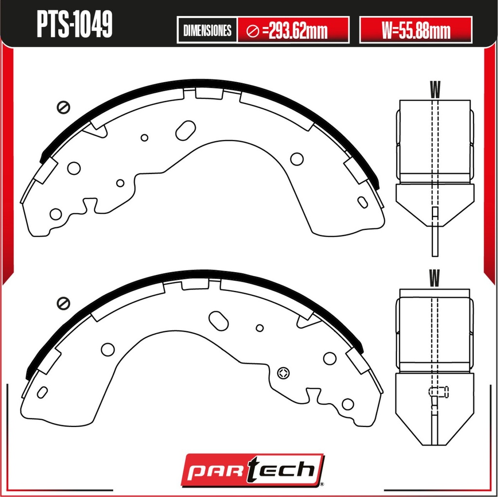 PA-PTS-1049 — Juego de Balatas de Tambor PARTECH
