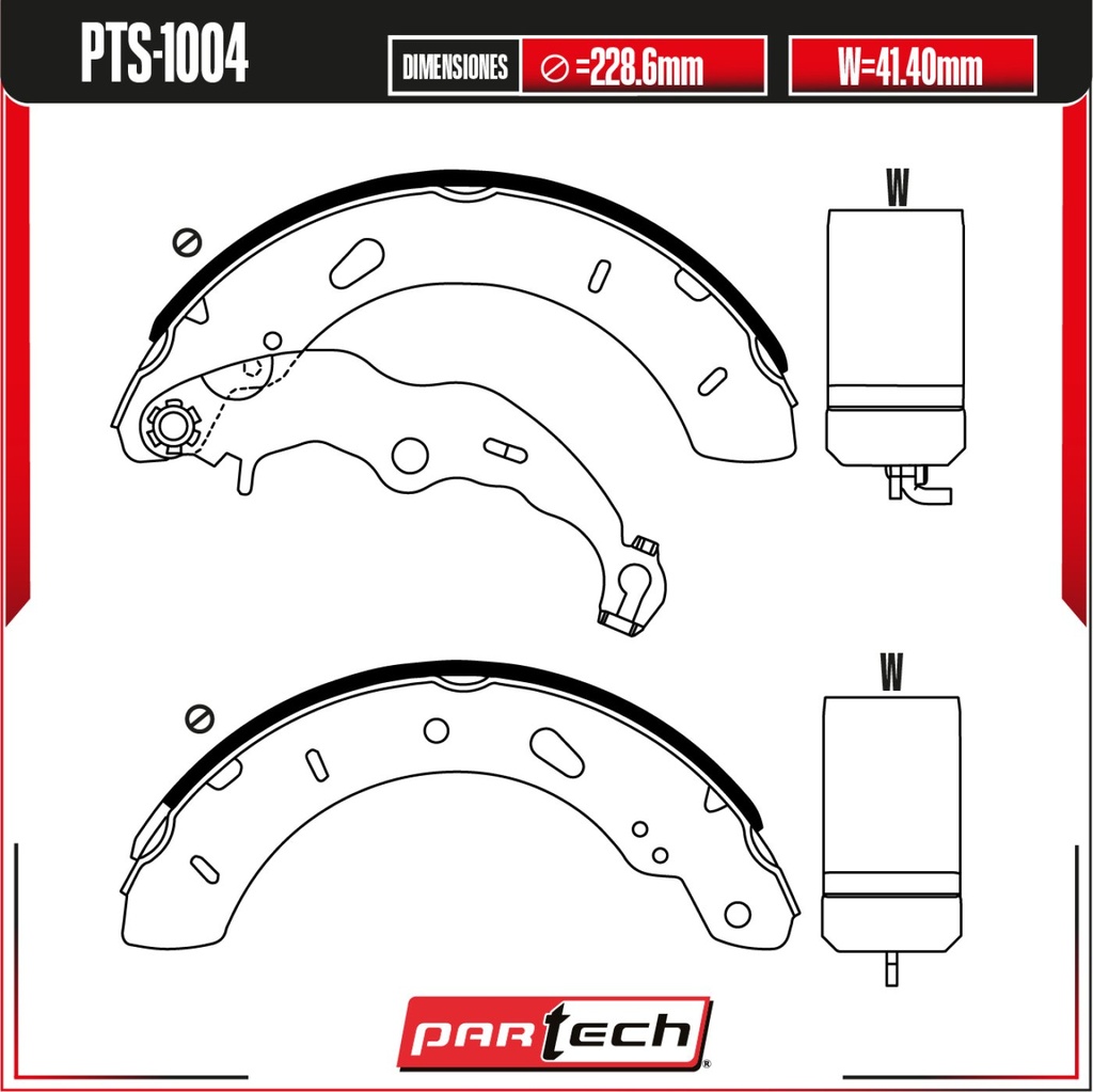 PA-PTS-1004 — Juego de Balatas de Tambor PARTECH