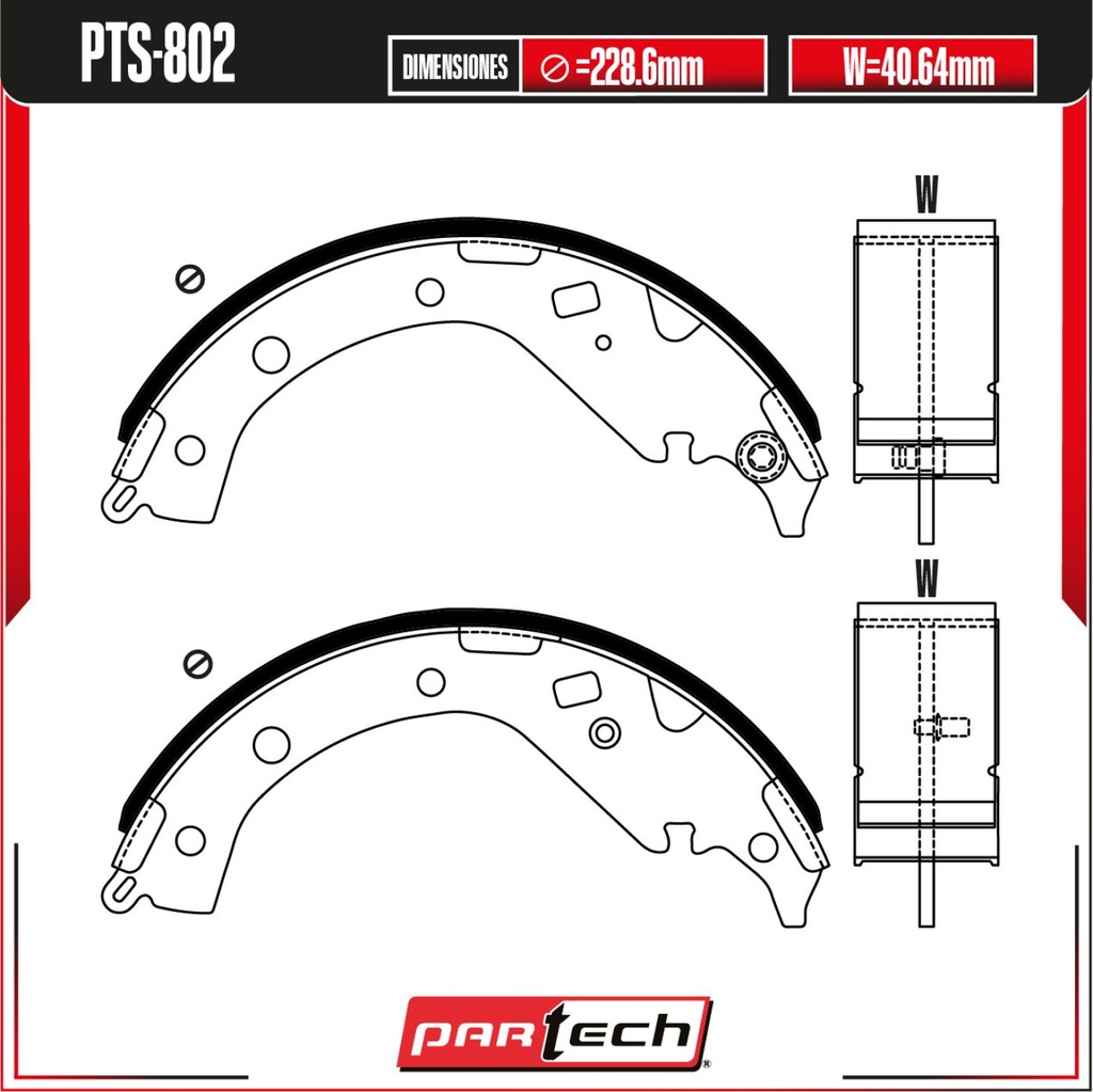 PA-PTS-802 — Juego de Balatas de Tambor PARTECH