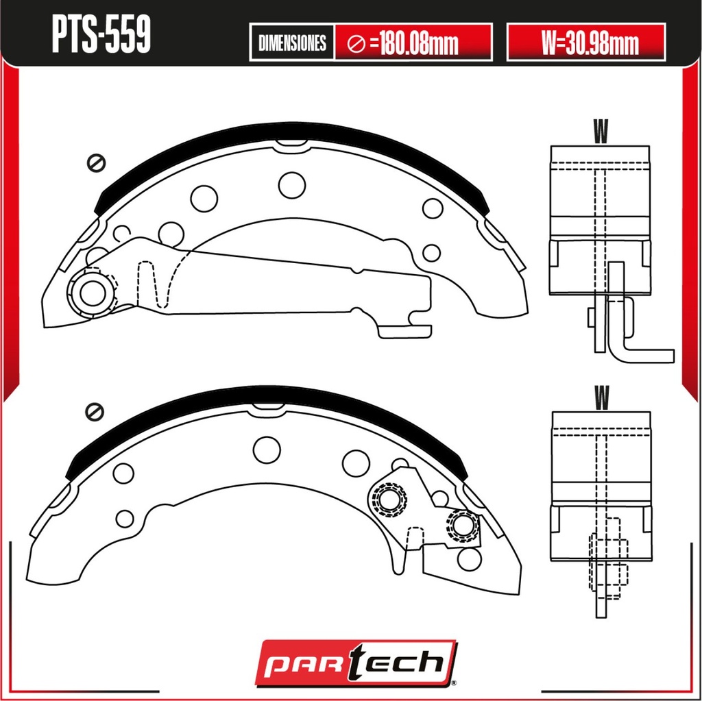 PA-PTS-559 — Juego de Balatas de Tambor PARTECH