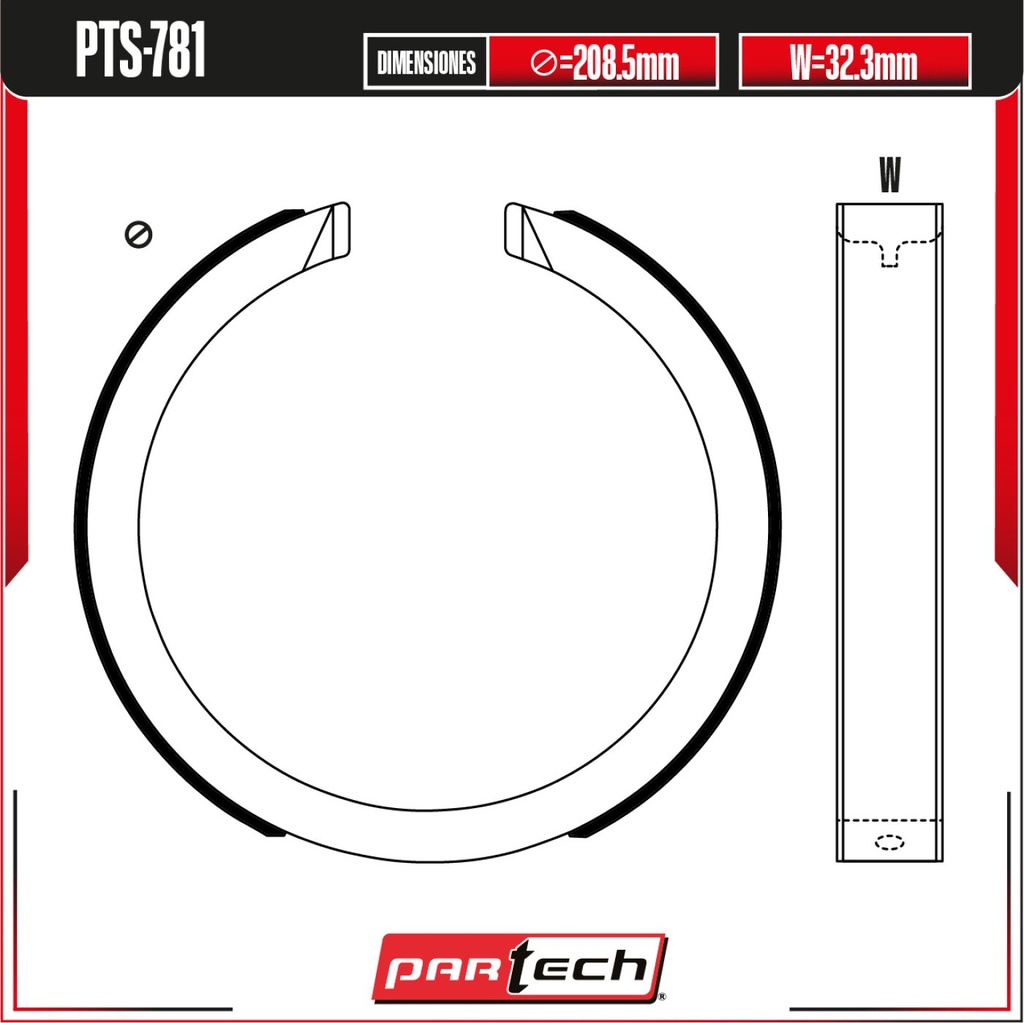 PA-PTS-781 — Juego de Balatas de Tambor PARTECH