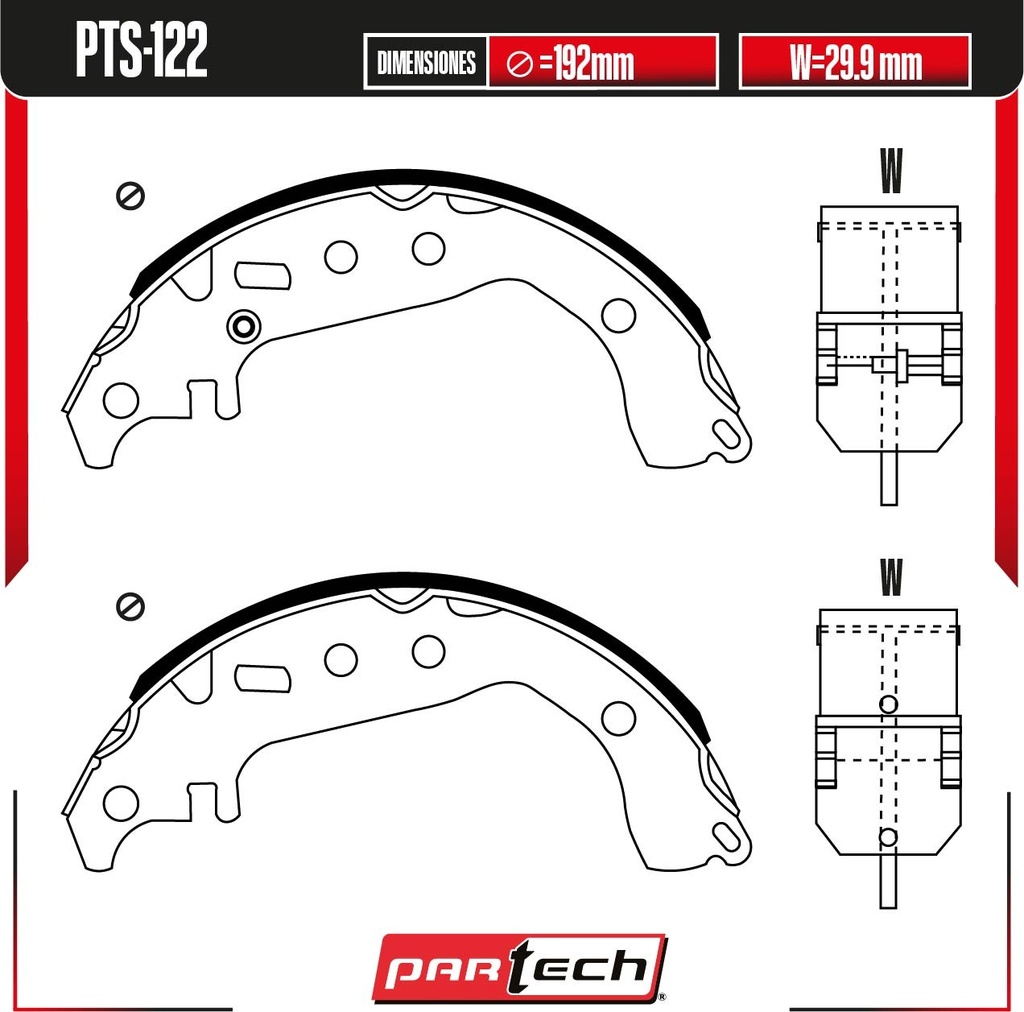 BALATAS DE TAMBOR TRAS. TOYOTA YARIS L4 1.5 GAS 2015-2022