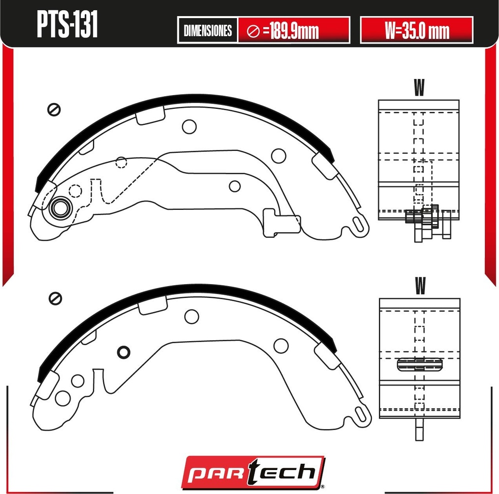 BALATAS DE TAMBOR TRAS. CHEVROLET ONIX L3 1.0L GAS 2021-2024
