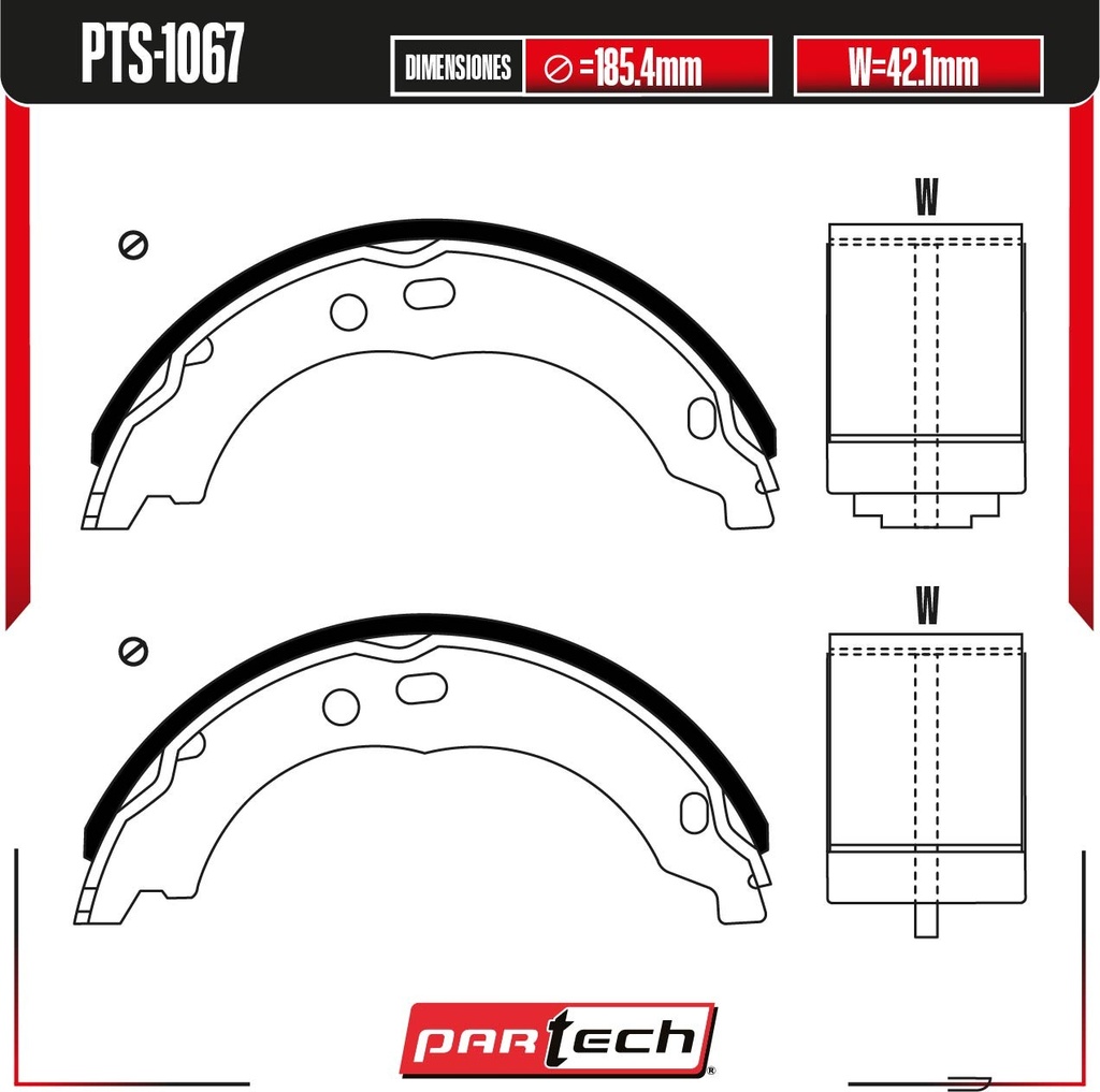 PA-PTS-1067 — BALATAS DE TAMBOR TRAS. DODGE RAM PROMASTER 1500 V6 3.6 2014-2019