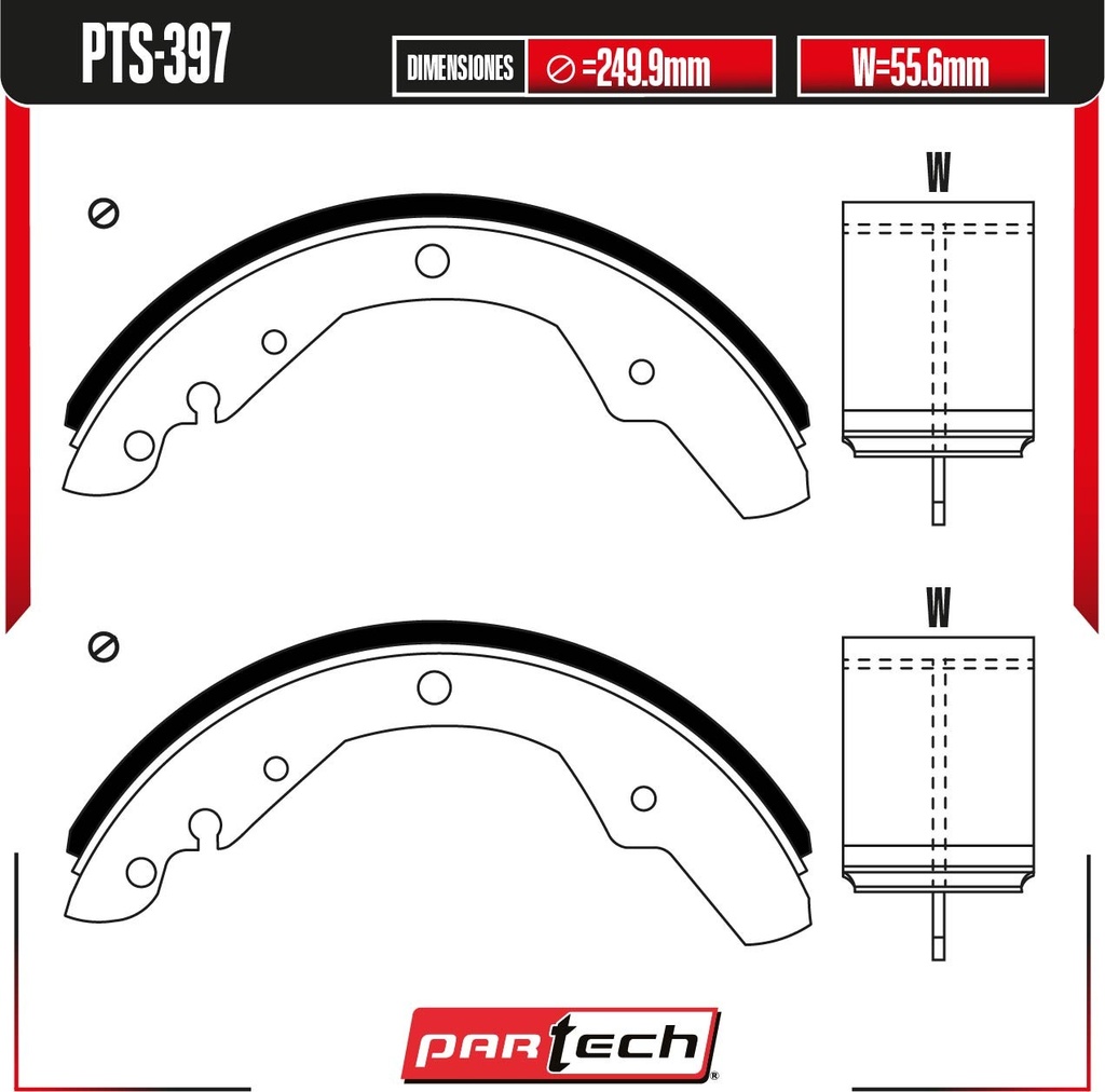 BALATAS DE TAMBOR TRAS. VOLKSWAGEN COMBI B4 1.6 GAS 1985-1988