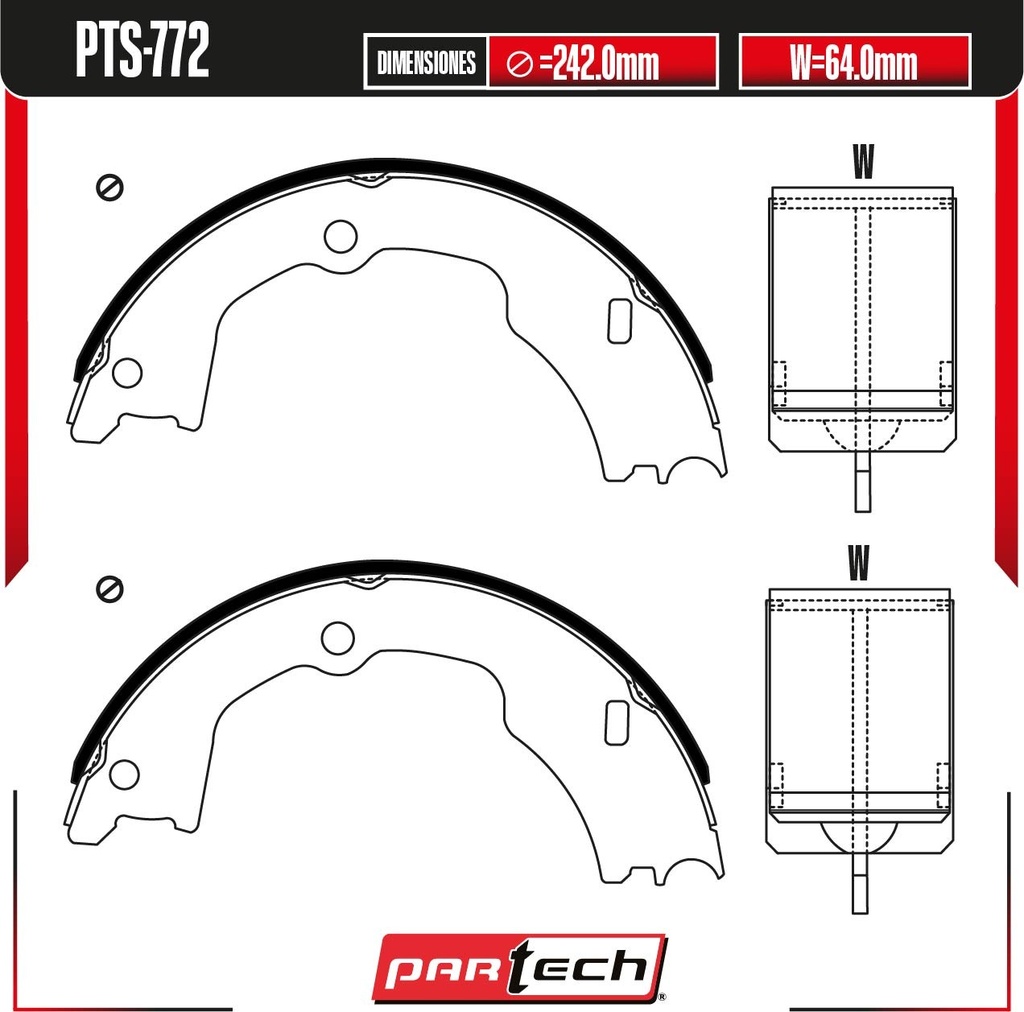 BALATAS DE TAMBOR TRAS. FORD F-550 SUPER DUTY V8 6.0 DIESEL 2003-2004