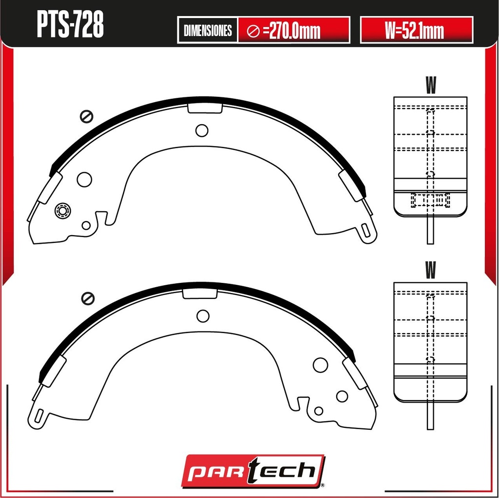 PA-PTS-728 — BALATAS DE TAMBOR TRAS. MITSUBISHI STORM V6 3.0 GAS 2001-2005