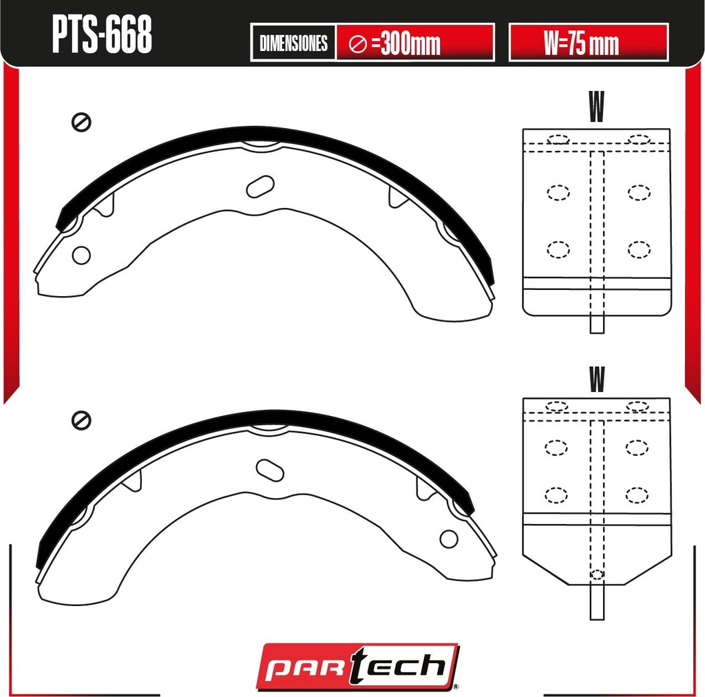 BALATAS DE TAMBOR TRAS. ISUZU ELF 100 L4 3.0 DIESEL 2016-2019
