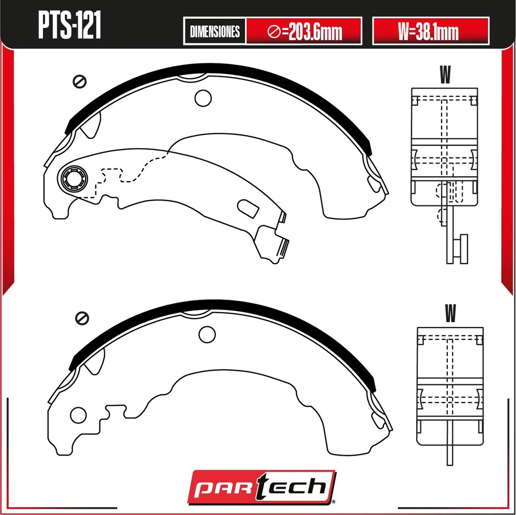 BALATAS DE TAMBOR TRAS. FIAT MOBI L4 1.0L GAS 2017-2019