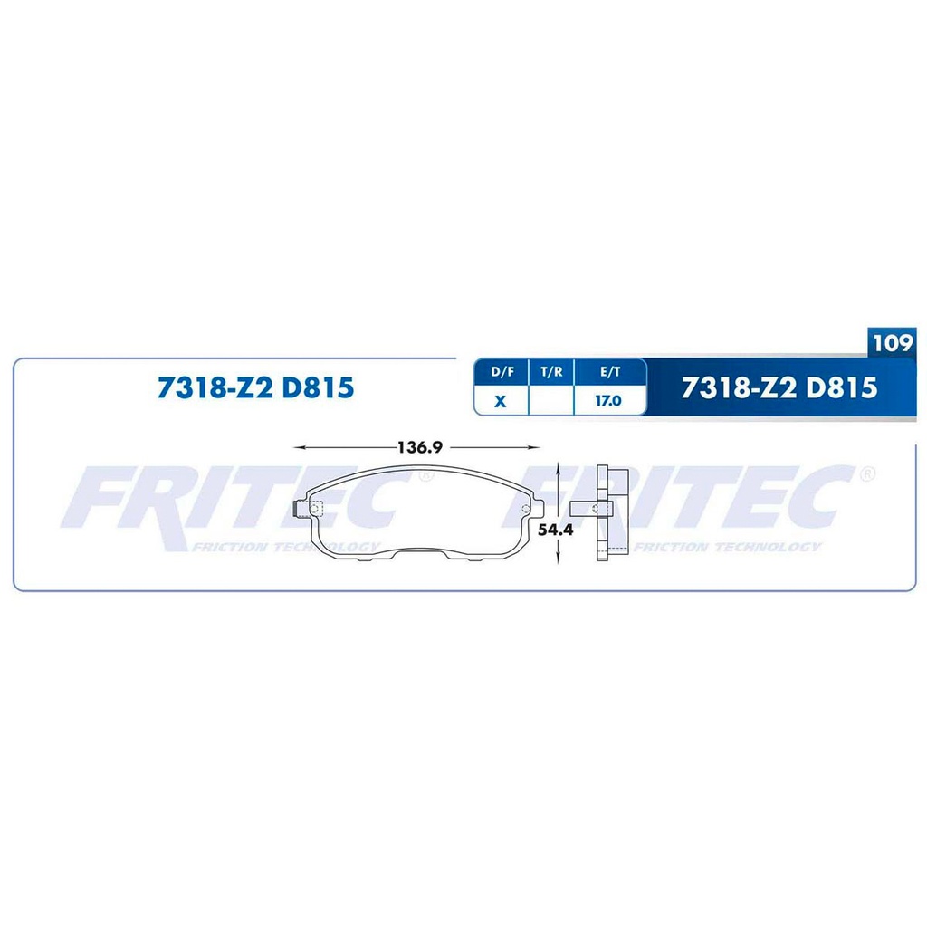 Pastilla para freno de disco Fritec. Formula Semimetallic Azul. Delantera Fritec M-7318-Z2
