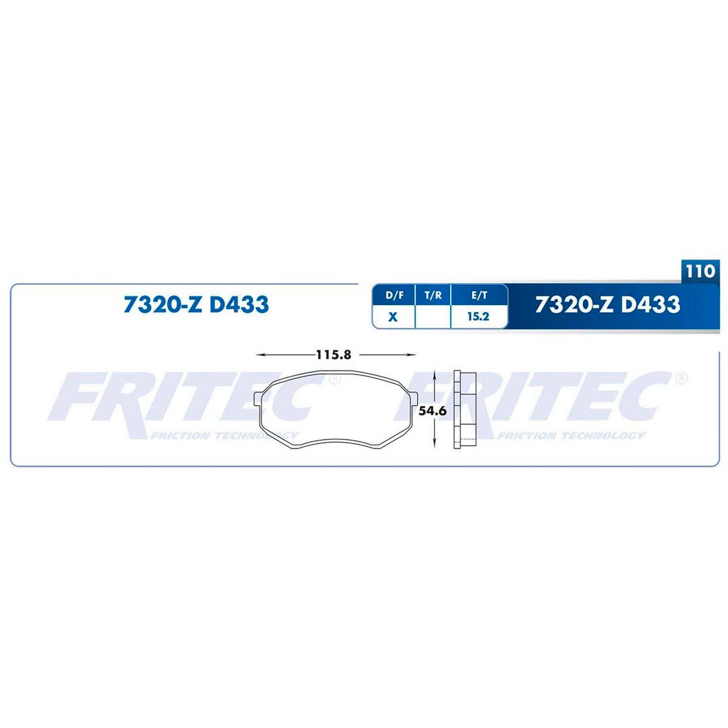 Pastilla para freno de disco Fritec. Formula Semimetallic Azul. Trasera Fritec M-7320-Z