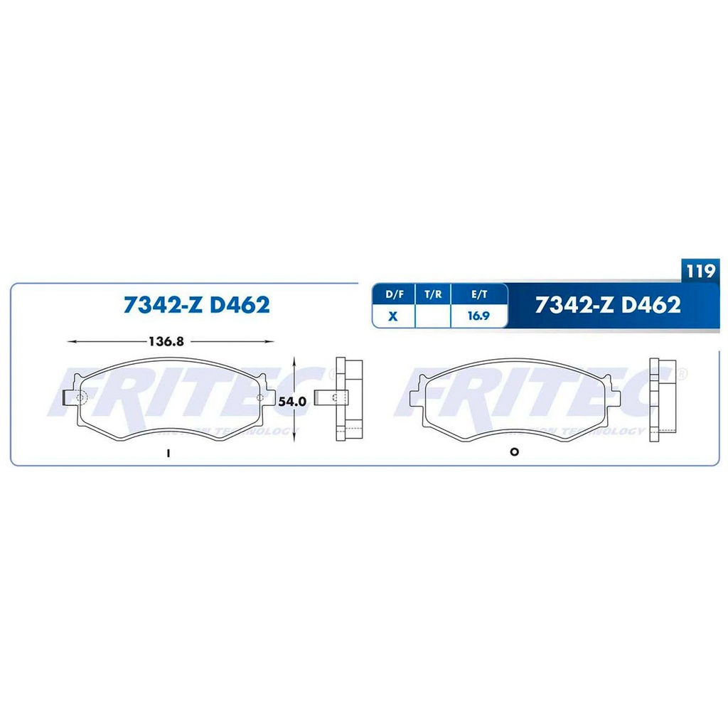 Pastilla para freno de disco Fritec. Formula Semimetallic Azul. Delantera Fritec M-7342-Z