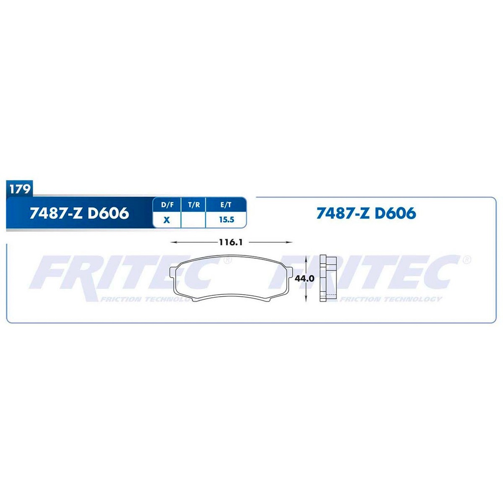 Pastilla para freno de disco Fritec. Formula Semimetallic Azul. Trasera Fritec M-7487-Z