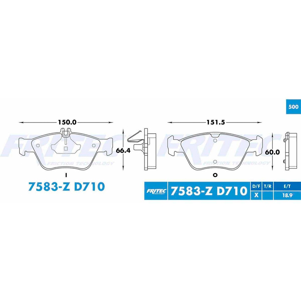 Pastilla para freno de disco Fritec. Formula Semimetallic Azul. Delantera Fritec M-7583-Z