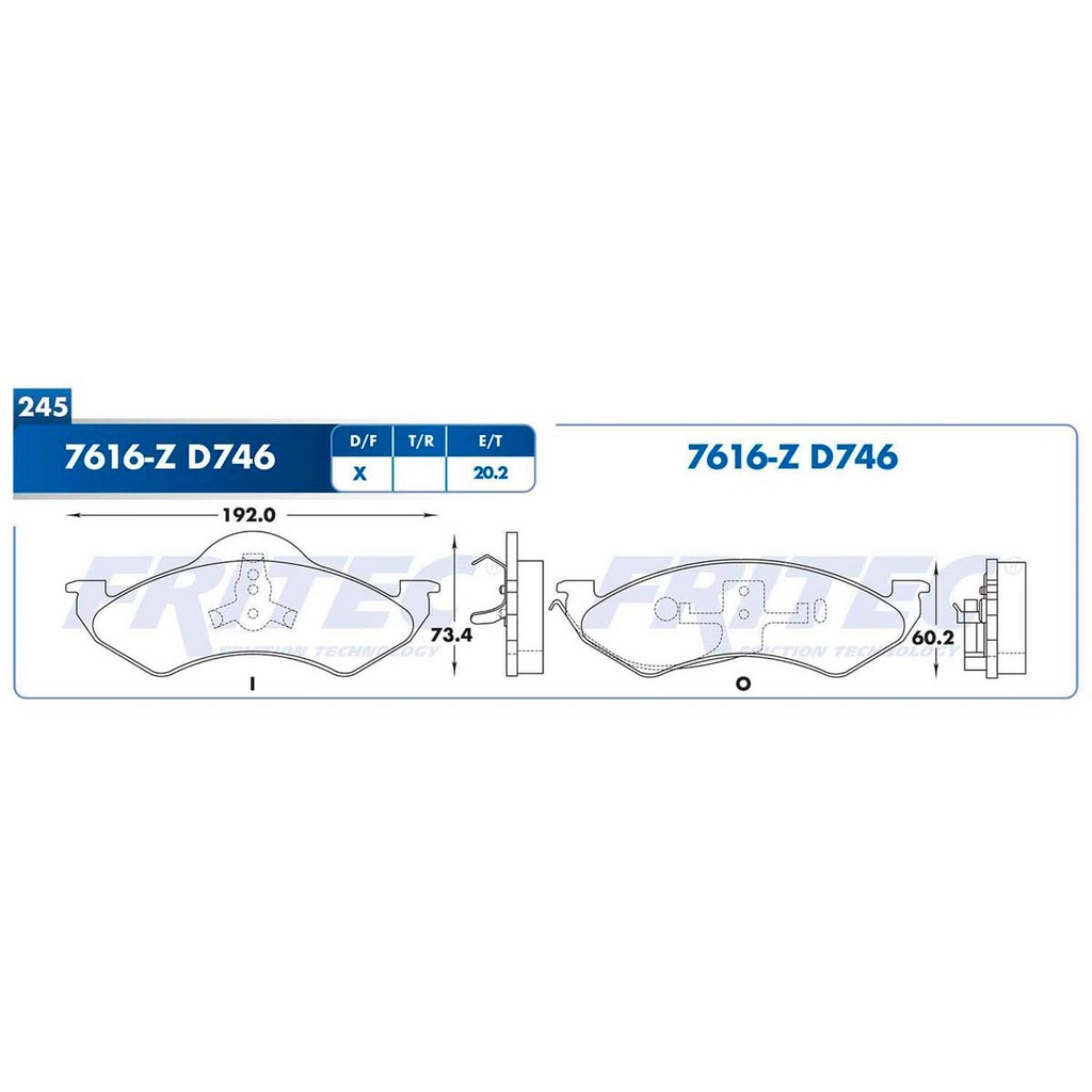Pastilla para freno de disco Fritec. Formula Semimetallic Azul. Delantera Fritec M-7616-Z