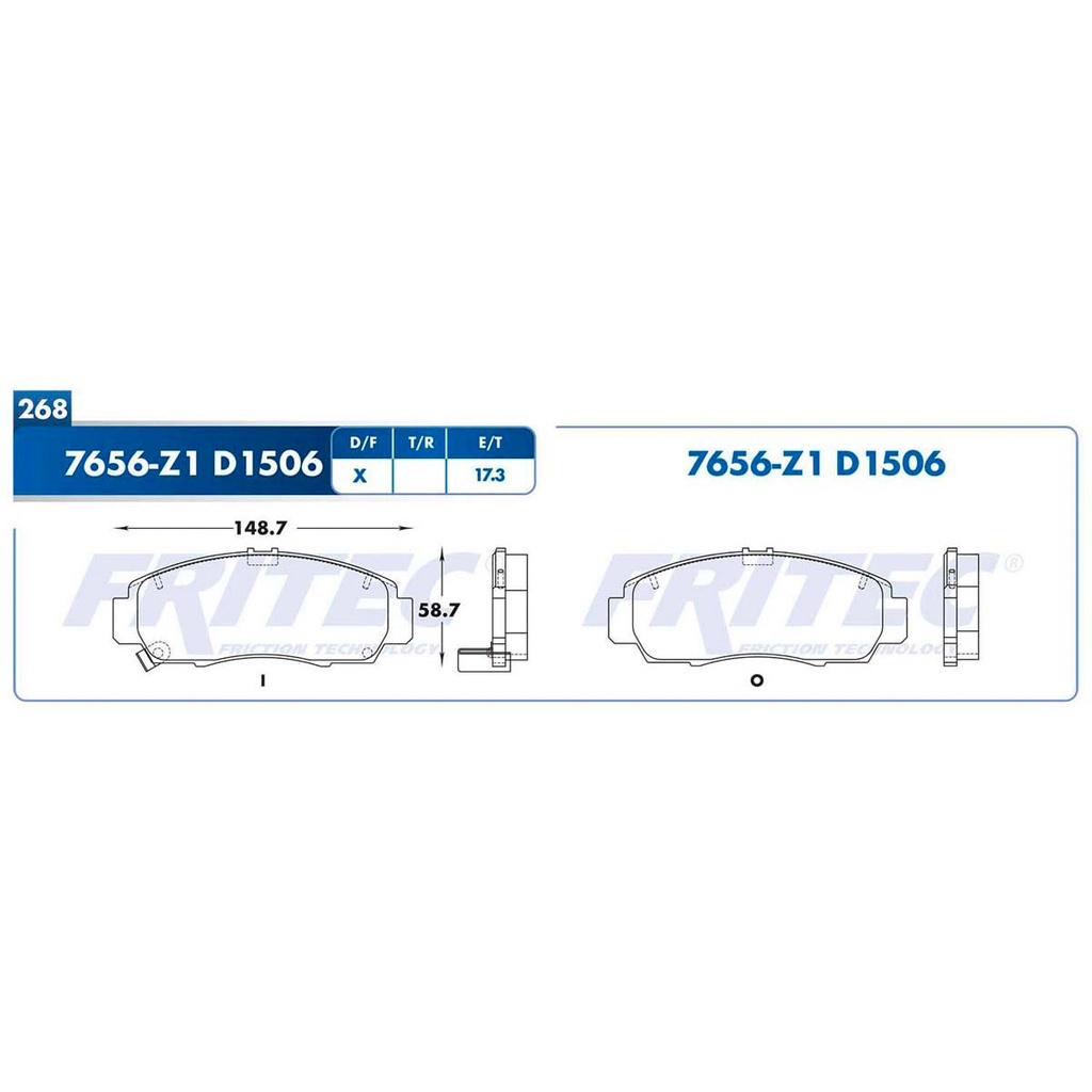 Pastilla para freno de disco Fritec. Formula Semimetallic Azul. Delantera Fritec M-7656-Z1