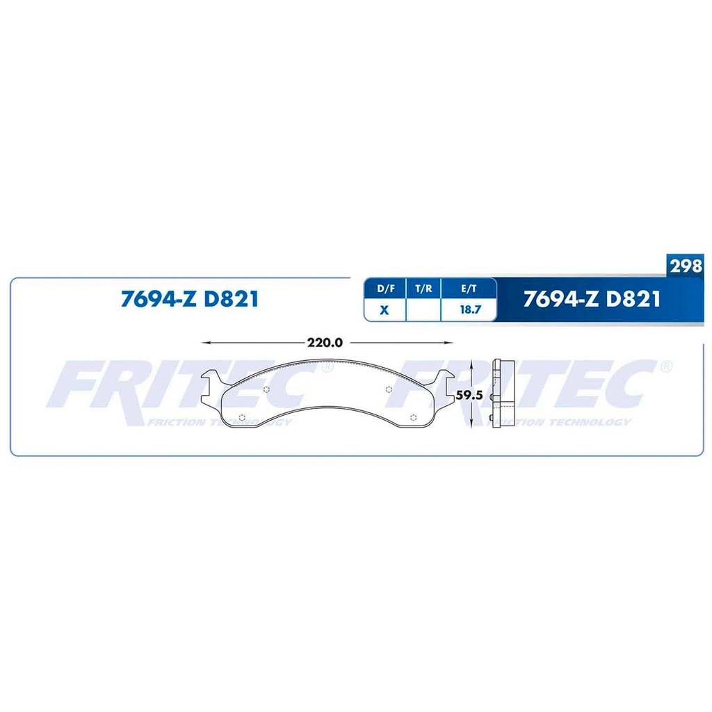 Pastilla para freno de disco Fritec. Formula Semimetallic Azul. Delantera Fritec M-7694-Z