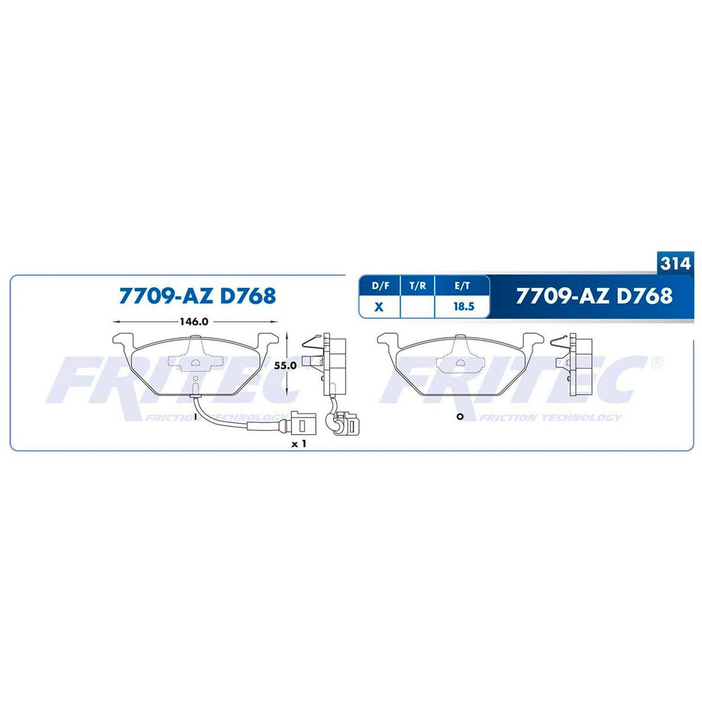 Pastilla para freno de disco Fritec. Formula Semimetallic Azul. Delantera Fritec M-7709-AZ