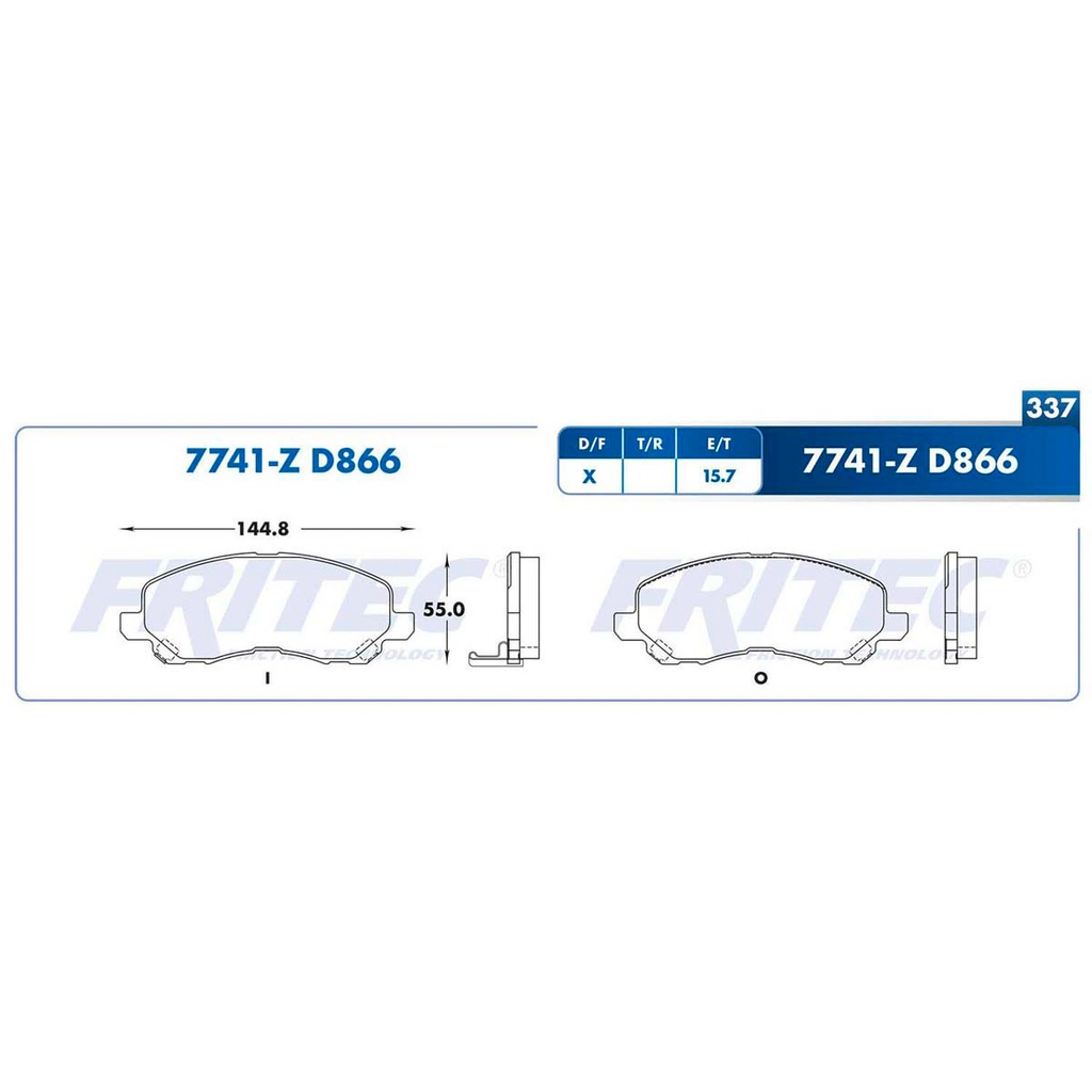 Pastilla para freno de disco Fritec. Formula Semimetallic Azul. Delantera Fritec M-7741-Z