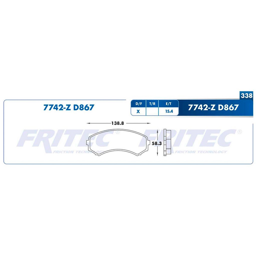 Pastilla para freno de disco Fritec. Formula Semimetallic Azul. Delantera Fritec M-7742-Z