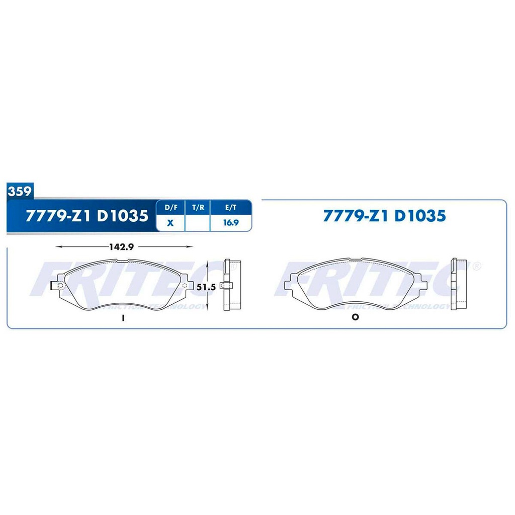 Pastilla para freno de disco Fritec. Formula Semimetallic Azul. Delantera Fritec M-7779-Z1