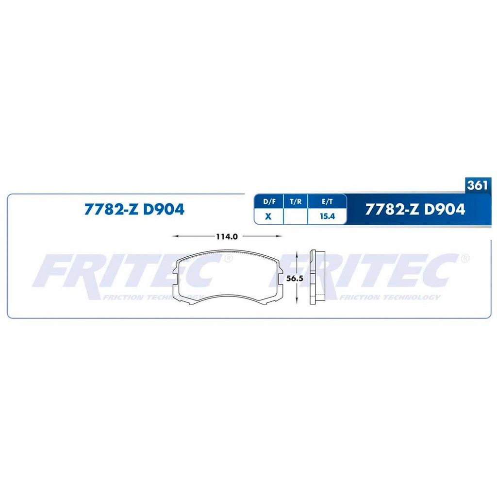 Pastilla para freno de disco Fritec. Formula Semimetallic Azul. Delantera Fritec M-7782-Z