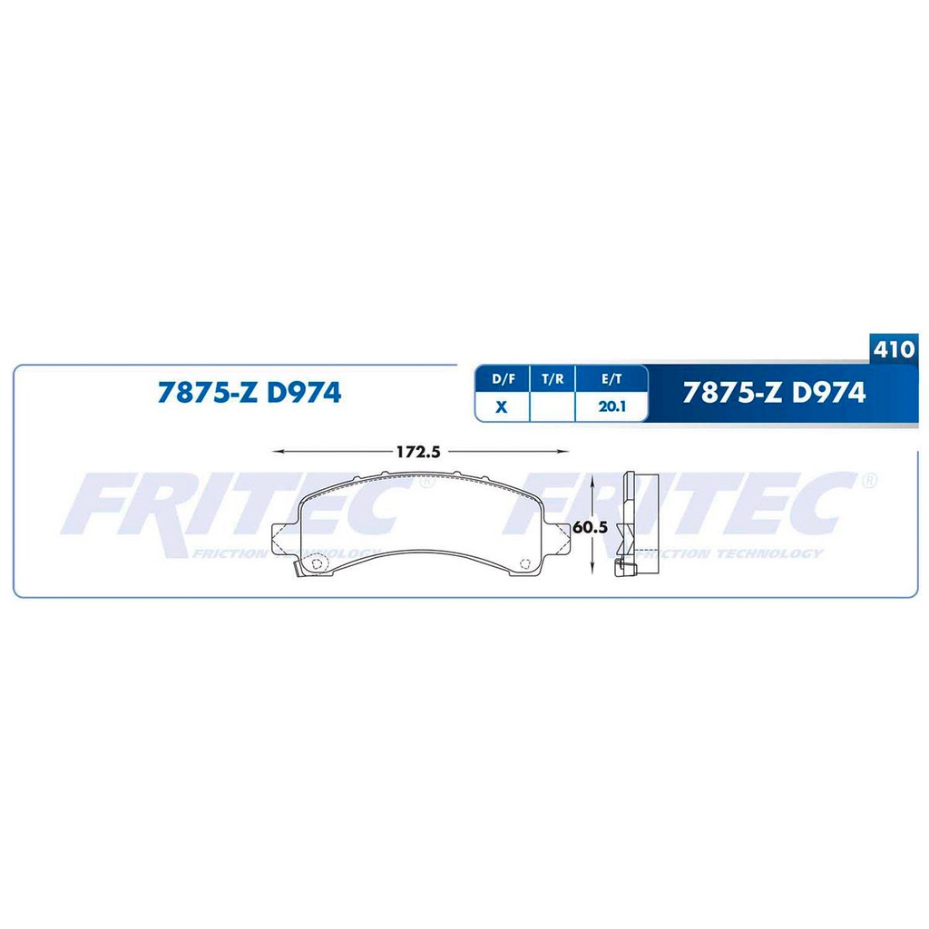 Pastilla para freno de disco Fritec. Formula Semimetallic Azul. Trasera Fritec M-7875-Z