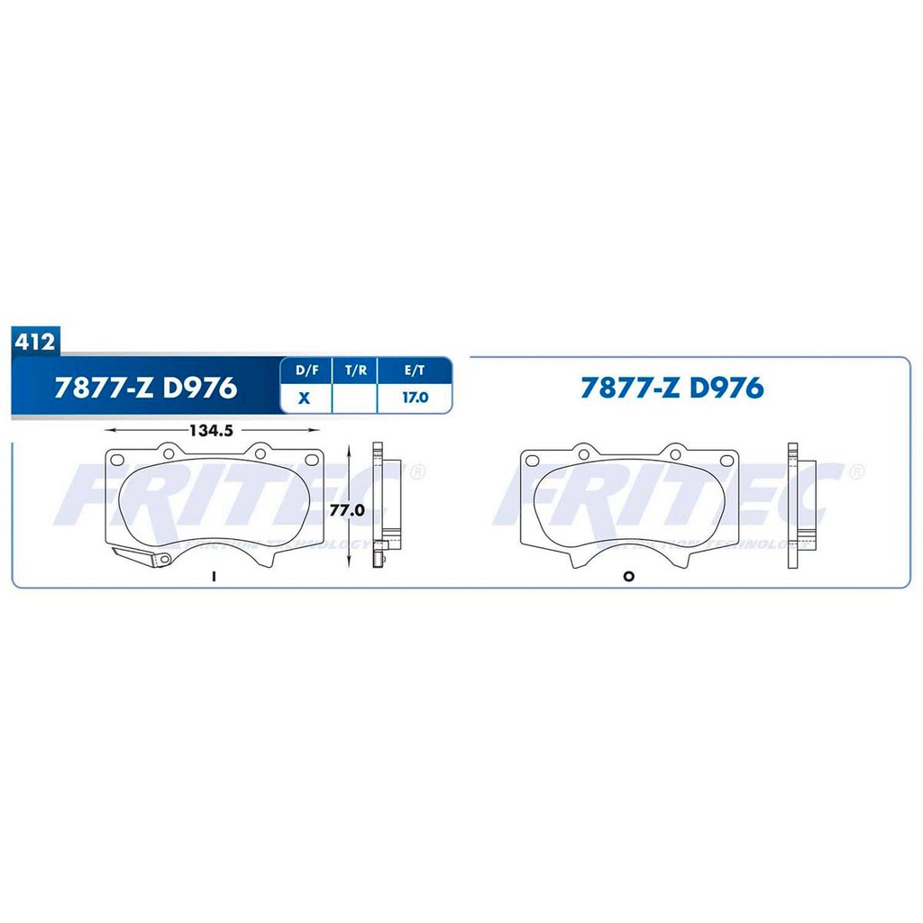 Pastilla para freno de disco Fritec. Formula Semimetallic Azul. Delantera Fritec M-7877-Z