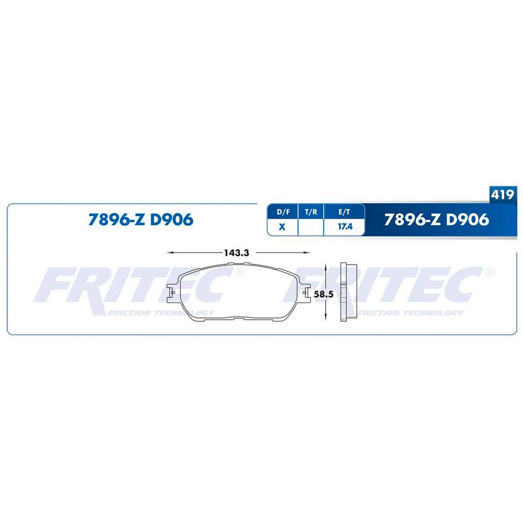 Pastilla para freno de disco Fritec. Formula Semimetallic Azul. Delantera Fritec M-7896-Z