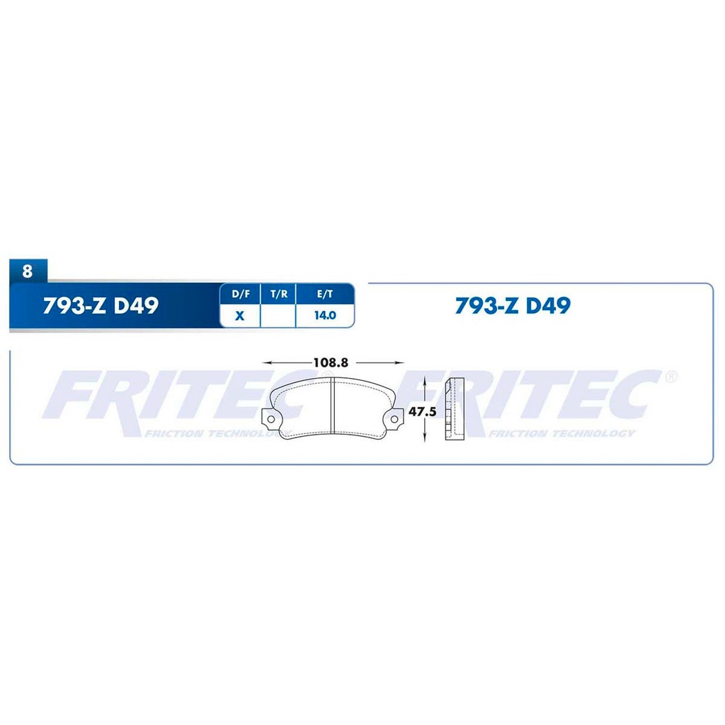Pastilla para freno de disco Fritec. Formula Semimetallic Azul. Delantera Fritec M-793-Z