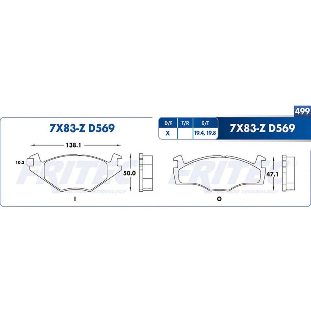 Pastilla para freno de disco Fritec. Formula Semimetallic Azul. Delantera Fritec M-7X83-Z