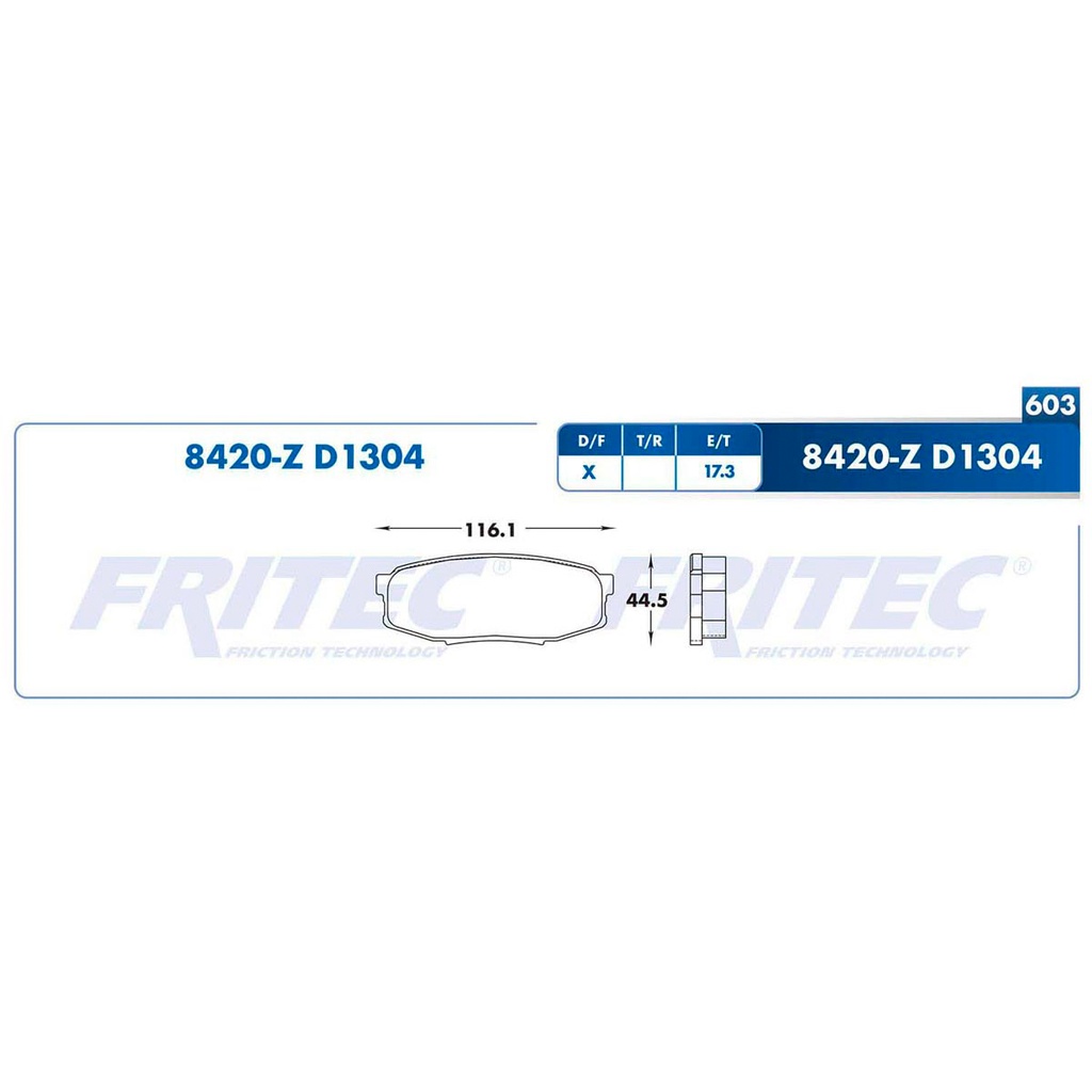Pastilla para freno de disco Fritec. Formula Semimetallic Azul. Trasera Fritec M-8420-Z