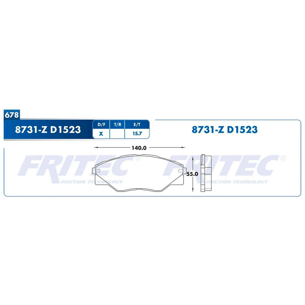 Pastilla para freno de disco Fritec. Formula Semimetallic Azul. Delantera Fritec M-8731-Z
