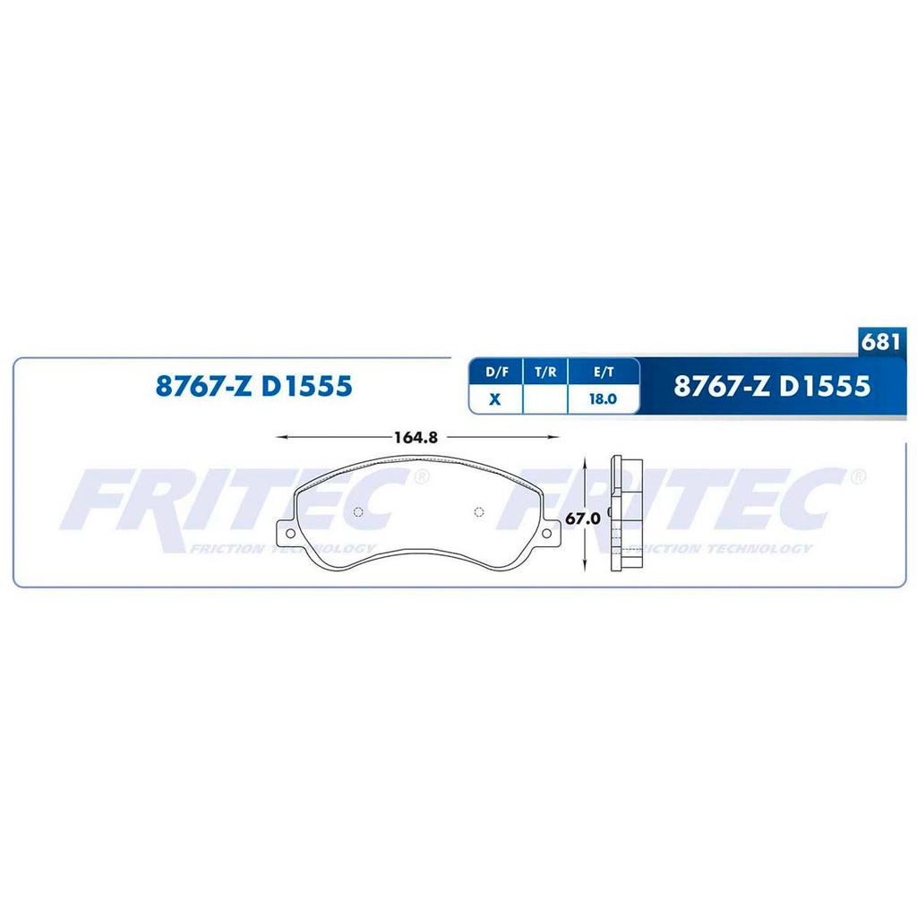 Pastilla para freno de disco Fritec. Formula Semimetallic Azul. Delantera Fritec M-8767-Z