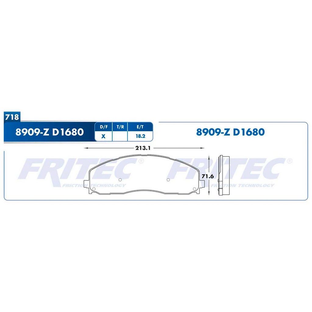 Pastilla para freno de disco Fritec. Formula Semimetallic Azul. Delantera Fritec M-8909-Z