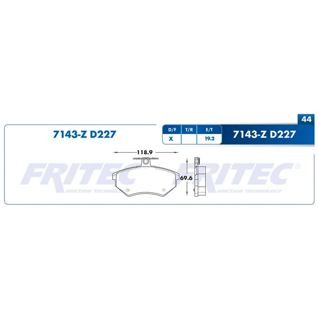 Pastilla para freno de disco Fritec. Formula Ceramic Specific. Delantera Fritec SPC-7143-Z