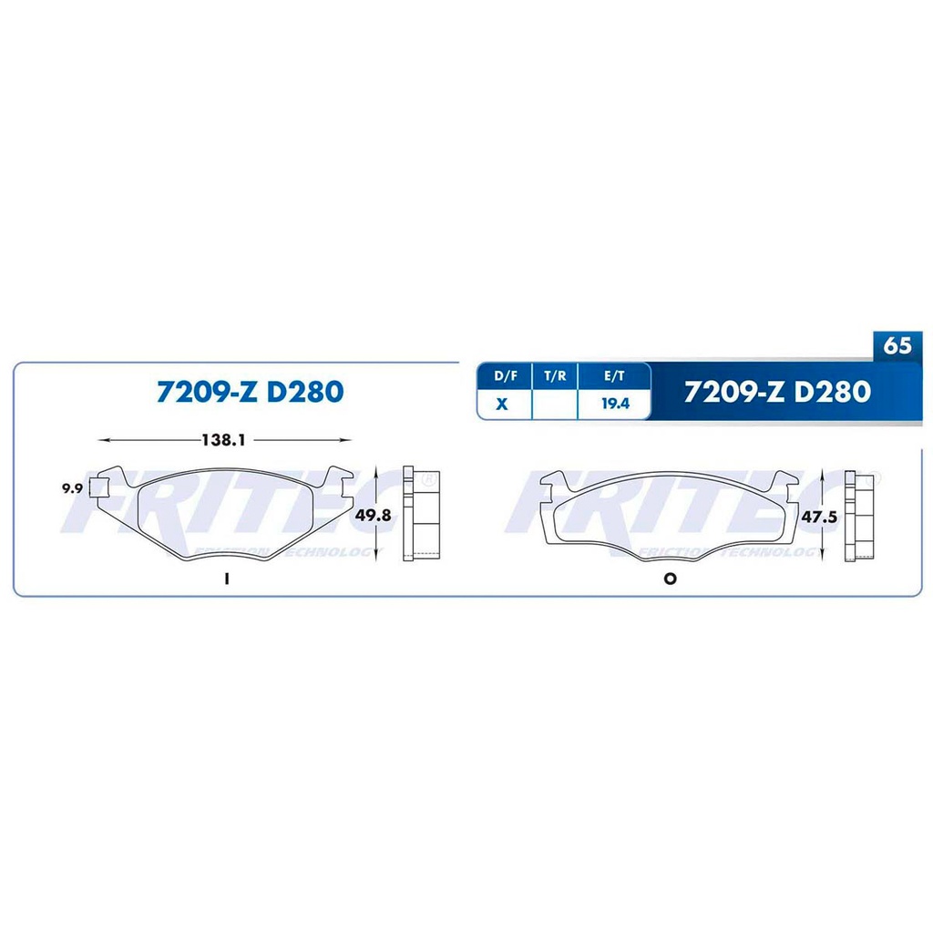 Pastilla para freno de disco Fritec. Formula Ceramic Specific. Delantera Fritec SPC-7209-Z