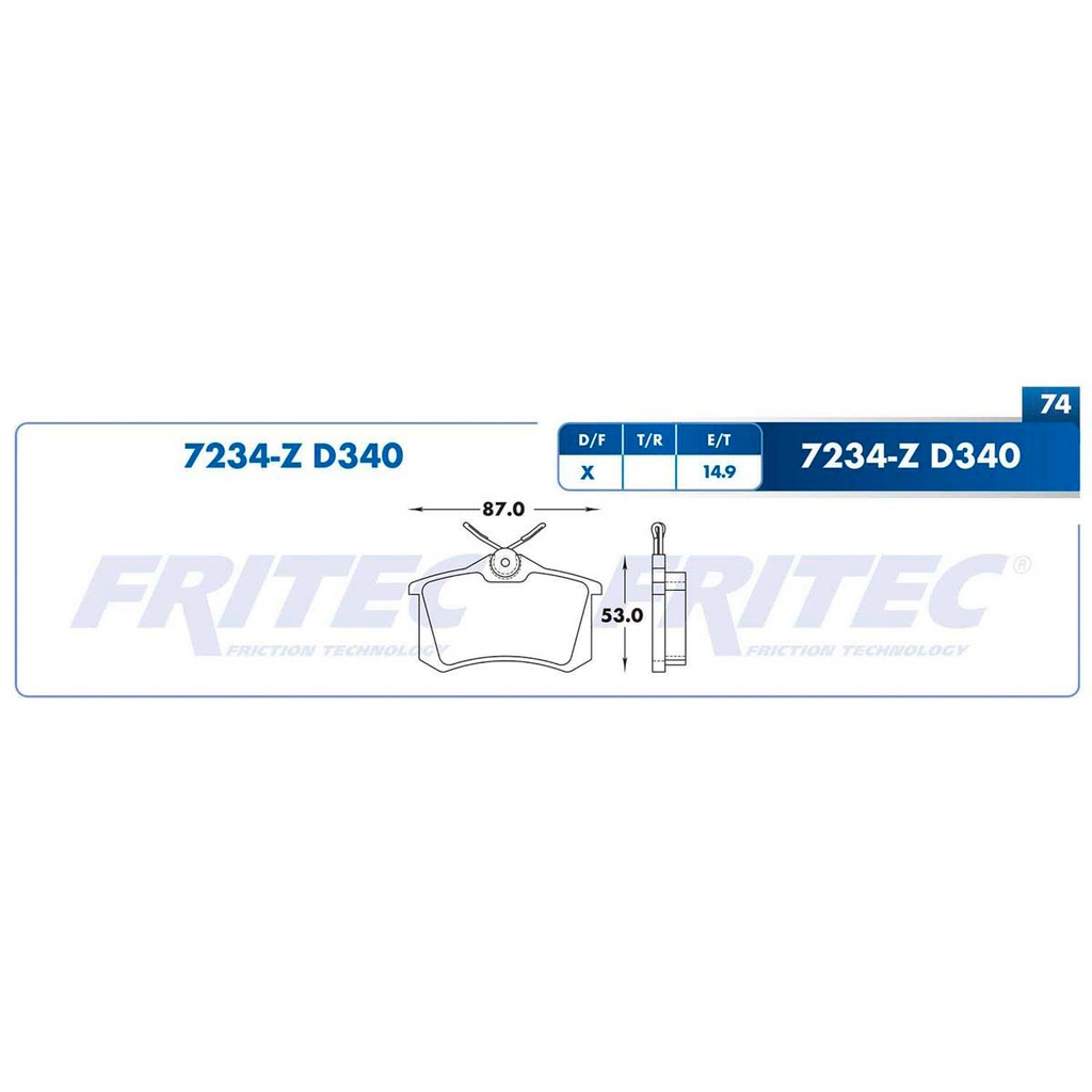 Pastilla para freno de disco Fritec. Formula Ceramic Specific. Trasera Fritec SPC-7234-Z