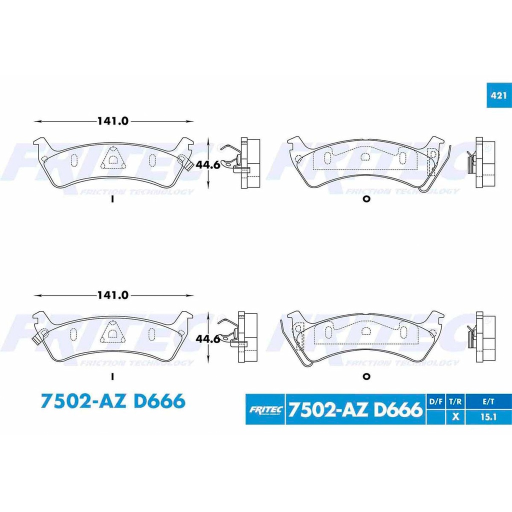 Pastilla para freno de disco Fritec. Formula Ceramic Specific. Trasera Fritec SPC-7502-AZ